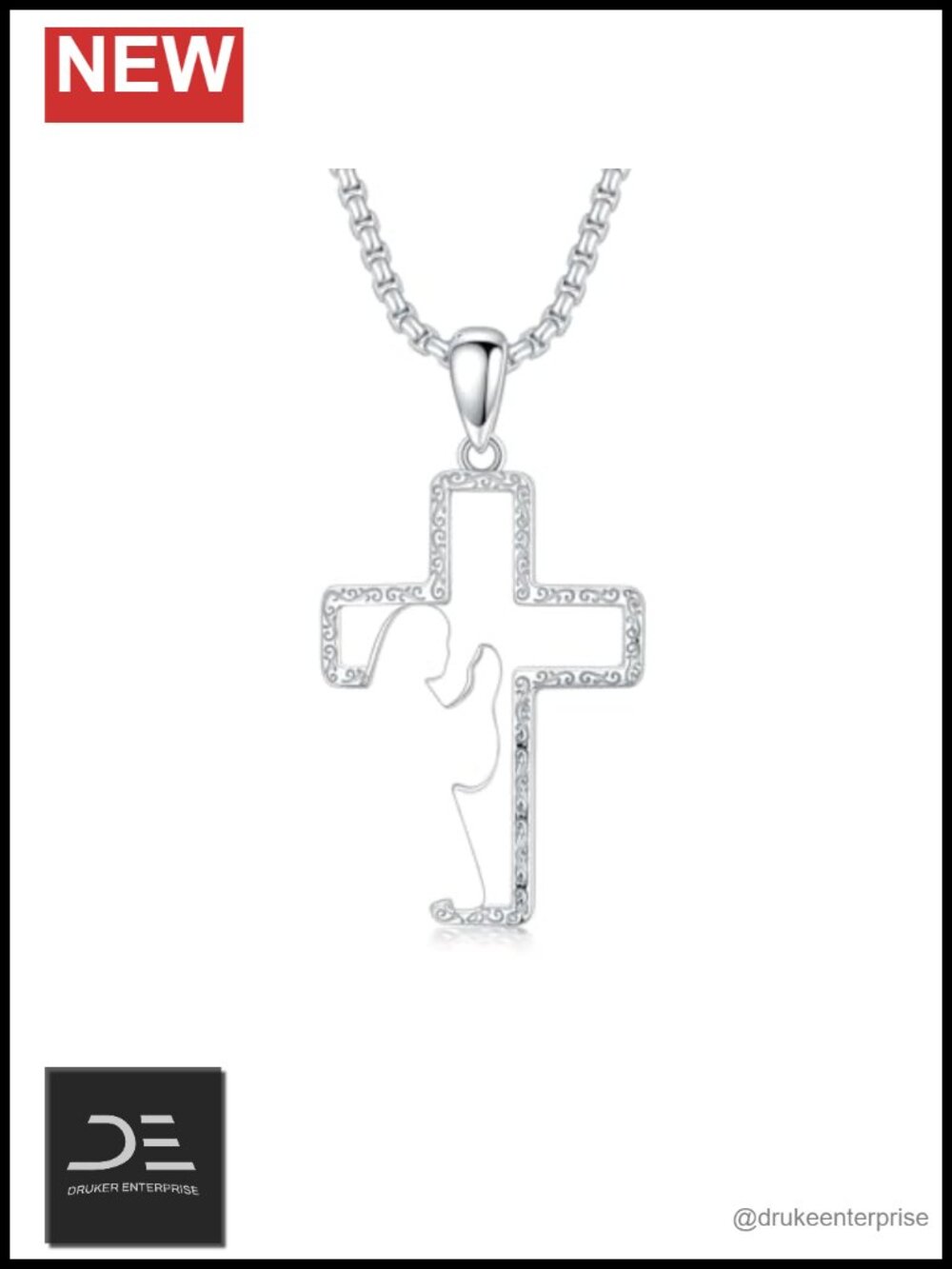 925 Sterling Silver Cross Pendant Necklace Women Religious Dainty Faith Jewelry